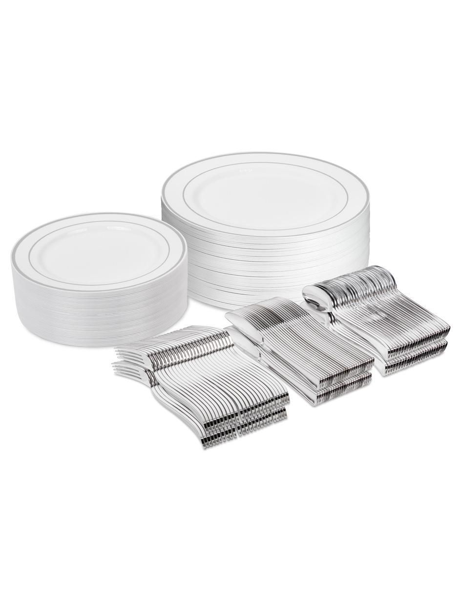 Vajilla para fiesta desechables de mezcla de materiales para 25 personas 1