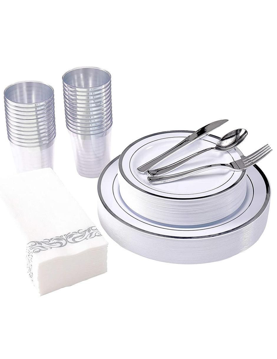 Vajilla para fiesta desechables de plástico para 25 personas Vajilla para fiesta desechables de plástico para 25 personas