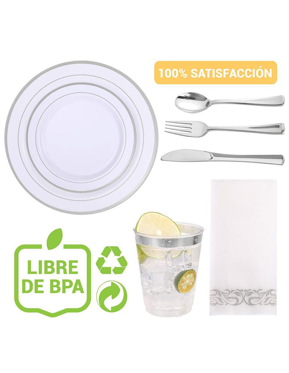 Vajilla para fiesta desechables de plástico para 25 personas 2