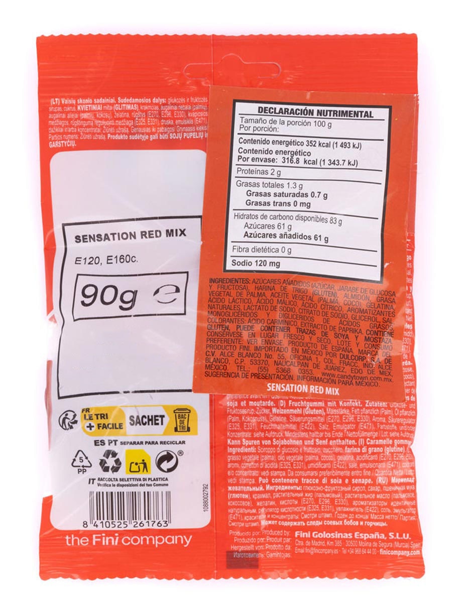 Gomitas Fini Sensation Red Mix con 90 g