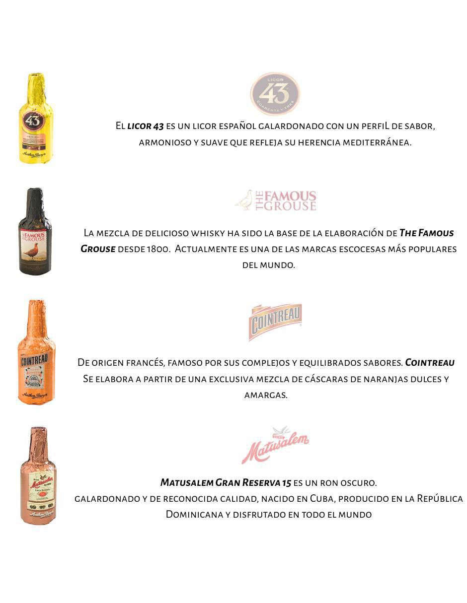 Chocolates chocolates con licor con 16 piezas