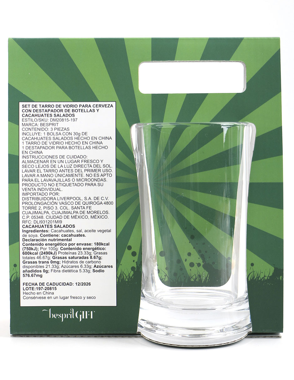 Set regalo tarro de vidrio con destapador de botellas y cacahuates salados Mundial 4